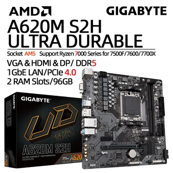 Материнская плата GIGABYTE A620M S2H DDR5 6400 (OC) USB3.2 M.2 и SATA 96G Socket AM5 kit AMD Ryzne 7500F/7600/7700X для PC Gamer 1