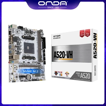 Материнская плата ONDA A520 VH Поддерживает процессор AMD AM4 Ryzen R3 R5 R7, 2 разъема DDR4 128 ГБ PCI-E 3.0, 16X SATA3.0 M.2 A520 12