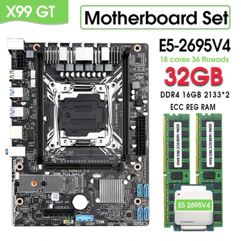 Материнская плата X99 GT LGA2011-3 Kit Процессор Xeon E5 2695 V4 Процессор 16 ГБ * 2 = 32 ГБ 2133 МГц DDR4 Память Поддержка E5 V3V4 Процессор NVME M.2 WIFI 11