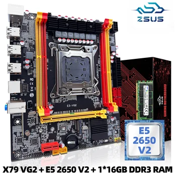Материнская плата ZSUS X79 VG2 Комплектуется процессором Intel LGA2011 Xeon E5 2650 V2 CPU DDR3 1*16GB 1600MHZ ECC RAM Memory NVME M.2 SATA 19