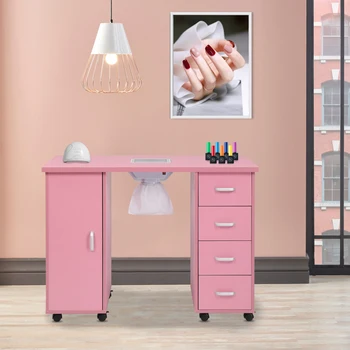МДФ с одной дверью, 4 ящика с вентилятором, розовый маникюрный столик для гостиной, мебель для спальни 16