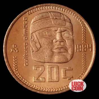 Мексика 20 песо медная монета майя цивилизация ольмеков 20 мм оригинал