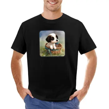 Милый щенок породы Сенбернар в Плетеной корзине - Маттерхорн-Футболка Cervinia Cervino Mountain, корейские модные футболки для мужчин 13