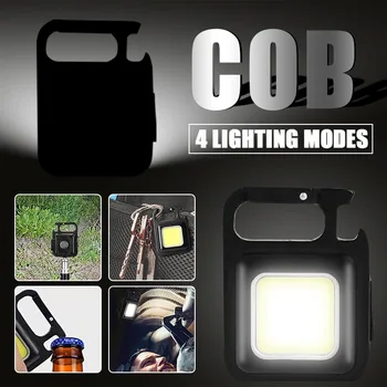 Мини Портативный карманный USB перезаряжаемый фонарик COB Work Light Светодиодные брелки для аварийного кемпинга на открытом воздухе Рыбалка на штопоре 12