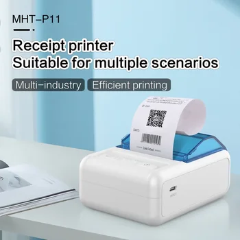 Мини-термопринтер, 2-дюймовый беспроводной USB-принтер для чеков, билетных чеков с 58-миллиметровой бумагой, совместимый с iOS Android Windows, принтер для печати этикеток 7