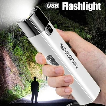 Мини-фонарик с сильным освещением для походов на открытом воздухе, перезаряжаемые через USB портативные осветительные фонари 2