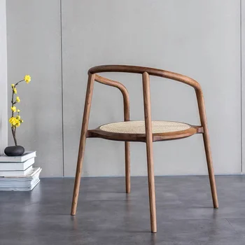 Минималистичный Деревянный стул для столовой в скандинавском стиле, Современный Мягкий Эргономичный Стул для отдыха из ротанга, Уличная Мебель Cadeiras De Jantar 14