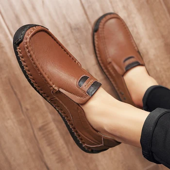 Модная кожаная обувь Комфортная обувь Lefu Итальянская легкая мужская обувь для вождения Zapatos Casuales Мужские кроссовки Весенние новинки для мужчин 18