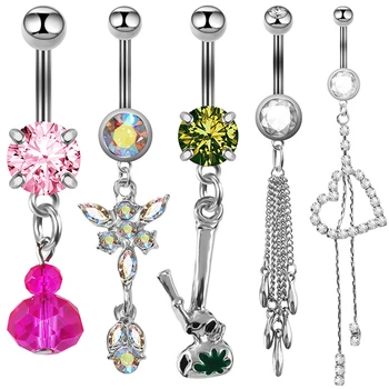 Модное креативное кольцо с кристаллами разной формы, Пупок, Металлическая подвеска, Гвоздь для пупка Для женщин, сексуальные украшения для пирсинга 16