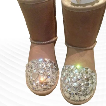Модные новые теплые зимние ботинки с утолщенными стразами неправильной формы и толстой бархатной зимней хлопчатобумажной обувью