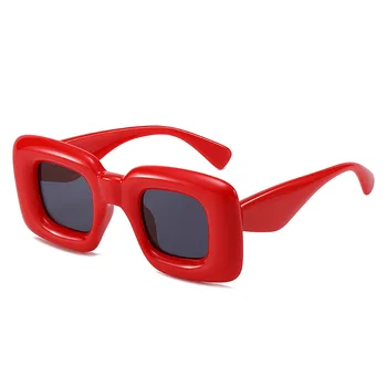 Модные ретро квадратные женские солнцезащитные очки карамельного цвета оттенков UV400 Модный бренд Дизайнерские мужские красные Желтые Уникальные солнцезащитные очки 9