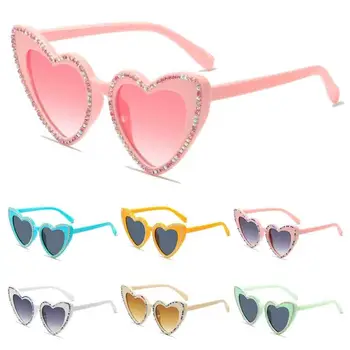 Модные солнцезащитные очки в форме сердца в стиле хип-хоп с защитой UV400, солнцезащитные очки с бриллиантами в форме сердца для женщин 6