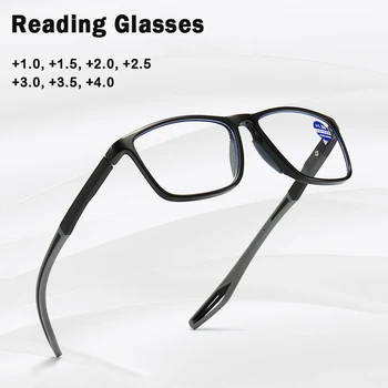 Модные спортивные очки для пресбиопии в силиконовой оправе TR90, мужские очки для чтения в возрасте пожилых людей, ультралегкий анти-синий свет от + 1,0 до + 4,0 6
