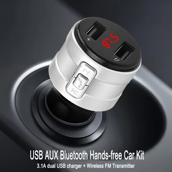 Модулятор FM-передатчика 3.1A для зарядки, двойное зарядное устройство USB, автомобильное зарядное устройство для громкой связи, беспроводной аудиоприемник Bluetooth 4.2 USB AUX 14