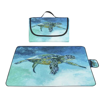 Морские черепахи, большое портативное водонепроницаемое одеяло для пикника на открытом воздухе, Оксфордский легкий коврик для кемпинга, пеших прогулок, травяных путешествий, пляжа 14