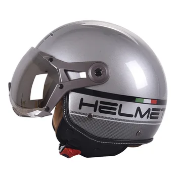 Мотоциклетный шлем GXT Jet Винтажный шлем с открытым лицом Ретро 3/4 Половина шлема Cafe Racer Откидные противотуманные линзы Шлем Casco Moto 7