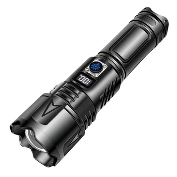 Мощный светодиодный фонарик с телескопическим зумом для кемпинга, рыбалки, водонепроницаемый, 5 режимов освещения, многофункциональная зарядка через USB type-c. 13