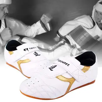 Мужская боксерская обувь для тхэквондо из искусственной кожи, Дышащая обувь для занятий боевыми искусствами Тхэквондо, каратэ, боевые кроссовки Кунг-фу