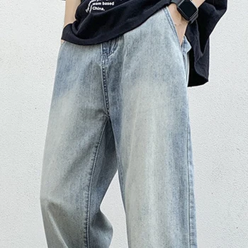 Мужская летняя одежда Thin Ice Silk Vibe, уличная повседневная одежда, Универсальные длинные брюки, джинсы, мужская мода в американском стиле 9