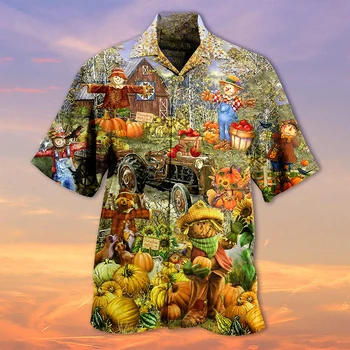 Мужская рубашка с 3D пивным принтом, модная повседневная гавайская мужская рубашка, негабаритные дышащие топы с отложным воротником, уличная мужская одежда 4