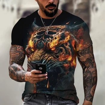 мужская футболка с 3D-принтом, рубашка с принтом свирепых животных, повседневный летний топ, модная свободная уличная одежда, новинка 2023 года 7