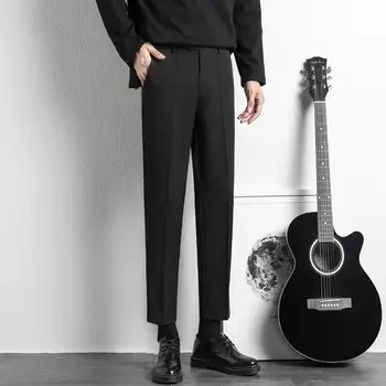 Мужские классические костюмные брюки с высокой эластичностью, весенне-осенние повседневные брюки, брюки с высокой талией, деловые повседневные брюки, прямая поставка z122 20