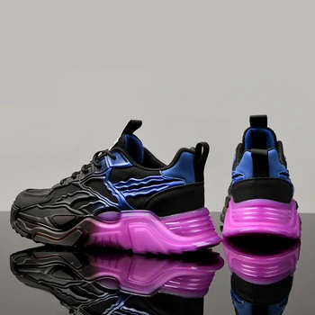 Мужские кроссовки Дышащие амортизирующие градиентные кроссовки Повседневная обувь для бега на толстой подошве Удобные теннисные кроссовки 6