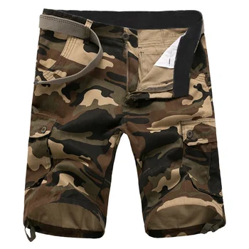 Мужские летние камуфляжные шорты-карго, повседневные хлопковые мешковатые рабочие брюки с несколькими карманами, уличная одежда в стиле милитари, прямые 18