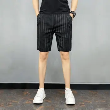 Мужские облегающие шорты Netizen, Новый летний тренд, повседневные брюки средней длины в полоску, тонкие и дышащие