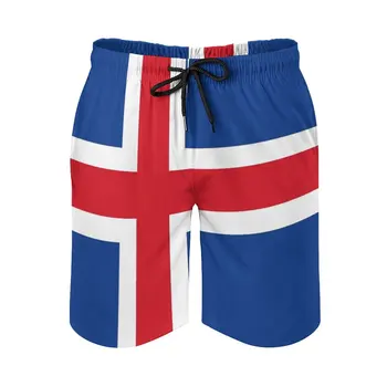 Мужские пляжные шорты с аниме Флаг Исландии, Свободные эластичные повседневные мужские шорты с графическим рисунком, Баскетбольные шорты с регулируемым дышащим шнурком. 6