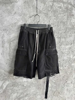 мужские ретро винтажные черные джинсовые шорты-карго с низкой промежностью в стиле ретро 15