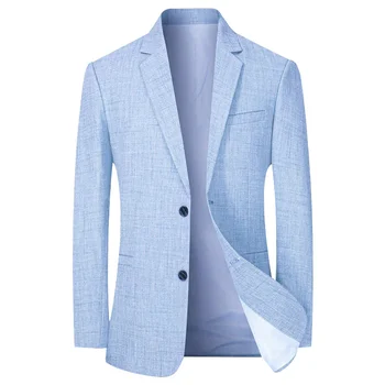 Мужской пиджак, повседневный деловой приталенный пиджак, однотонный минималистичный рабочий пиджак, мужская одежда, свадебный пиджак 20