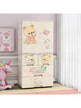 Мультяшный простой детский шкаф для спальни, бытовой пластиковый шкаф для хранения, детский подвесной шкаф для хранения 10