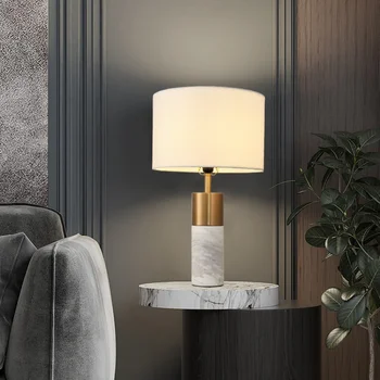 Мягкая роскошная мраморная настольная лампа, индивидуальность, прикроватная лампа, Ретро-украшение спальни, настольная лампа 19