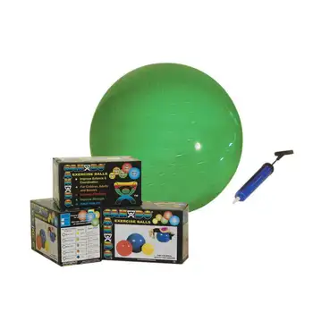 Надувные мячи для упражнений Economy Set Зеленого цвета 26 дюймов, Мяч 65 см, насос и розничная коробка, Набор из 10 13