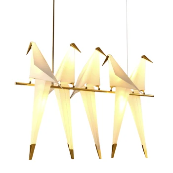 Настенный светильник со светодиодной птицей, Прикроватная лампа, Креативный подвесной светильник в виде бумажного журавля Оригами для спальни-лофта, кабинета, фойе, столовой, Люстра 5