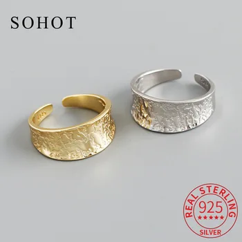 Настоящее серебро 925 пробы, минималистичные регулируемые круглые кольца для модных женских вечеринок, изысканные ювелирные изделия, индивидуальные аксессуары в стиле панк 8