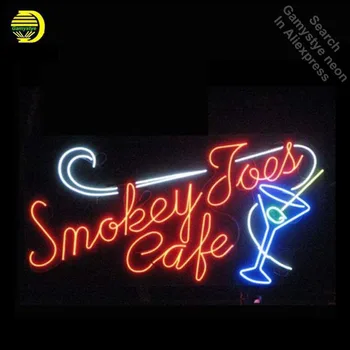 Неоновые вывески Smokey Cafe Доска для вывесок Неоновые лампы из настоящего стекла Световые вывески ресторана ручной работы, лампы, персонализированный неон 10