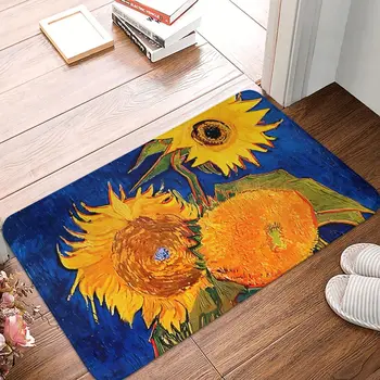 Нескользящий коврик с подсолнухом, Ваза Gogh с пятью ковриками для кухни в гостиной, уличный ковер, фланель, современный декор 13