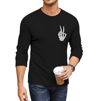Новая длинная футболка Skeleton Peace, милая одежда, забавные футболки, футболки для мужчин 17