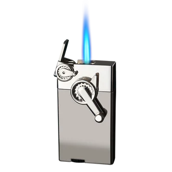 Новая зажигалка с прямым реактивным коромыслом, Ветрозащитная Надувная Зажигалка с синим Пламенем, Креативная Личность, Модный Мужской подарок 15