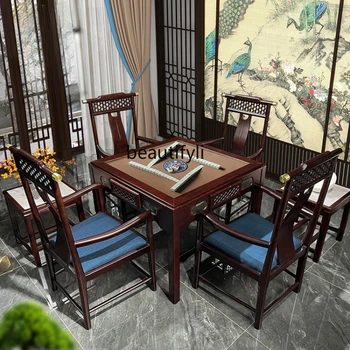 Новая каменная плита в китайском стиле, Машина для игры в маджонг из массива дерева, Автоматический Обеденный стол, Встроенный Многофункциональный Немой Бытовой 3