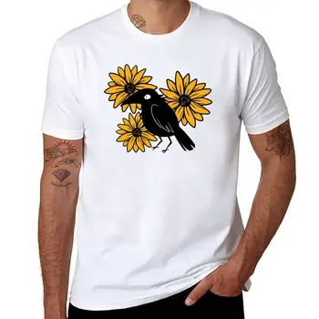 Новая футболка с Вороной и солнечными цветами, забавная футболка, футболки на заказ, создайте свою собственную простую футболку, простые белые футболки для мужчин 14
