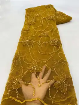 Новейшие высококачественные кружевные ткани с цветочной вышивкой 3D бисером Ткань для вечеринки Свадебное кружево Швейные Материалы Буле Тюлевая ткань 20