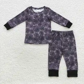 Новейший дизайн RTS Baby Spiderweb, бутик одежды для малышей, осенние комплекты одежды для маленьких мальчиков на Хэллоуин