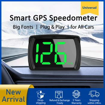 Новейший цифровой спидометр GPS HUD 2023 года, подключи и играй для всех автомобилей, крупный шрифт, км/ч, миль /ч, Прямая продажа с фабрики автомобильных аксессуаров 11