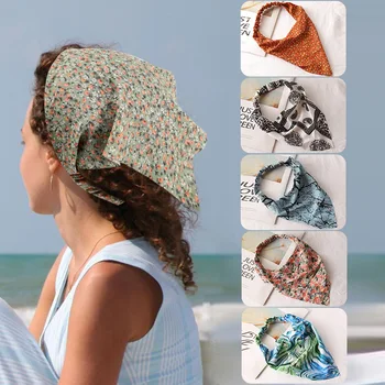 Новое поступление 2023 года, модный и элегантный головной платок для женщин, треугольная шифоновая повязка на голову, Универсальные банданы из ткани, окрашенной в галстук, для женщин 7