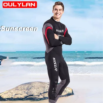 Новый мужской гидрокостюм 2,5 мм, цельный водолазный костюм с длинными рукавами, сохраняющий тепло, мужской костюм для подводного плавания с маской и трубкой, плавающий боди-костюм