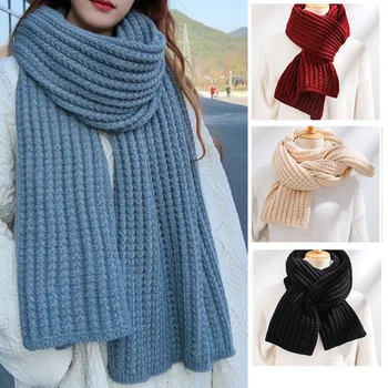 Новый осенне-зимний вязаный шерстяной шарф, модный теплый шарф 9