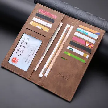Новый японский и корейский модный студенческий длинный кошелек в стиле ретро, мужской тонкий молодежный повседневный кошелек с несколькими отделениями для карт 7